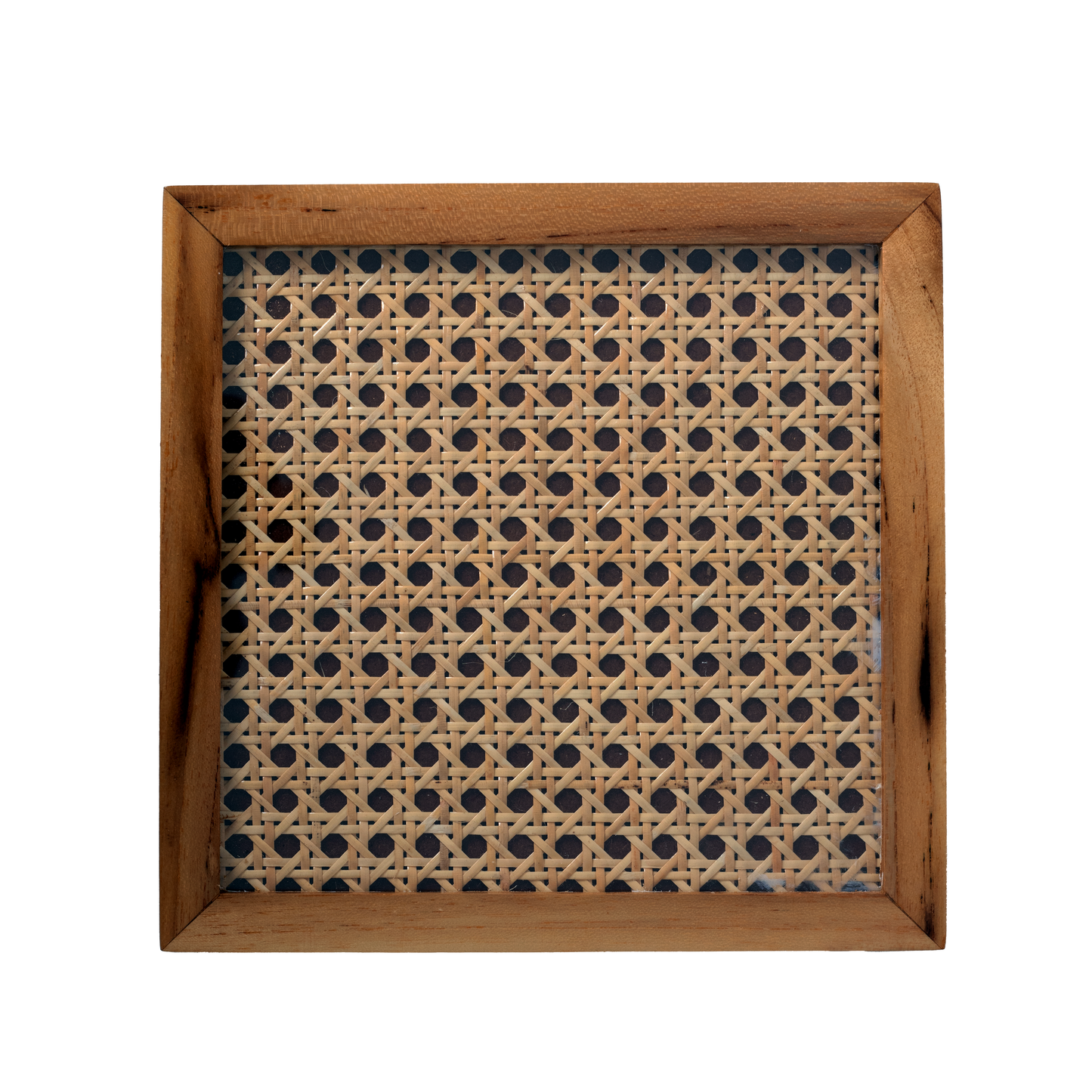 The Weaver's Nest Teak Wood Cane Coasters - Set of Four - Large