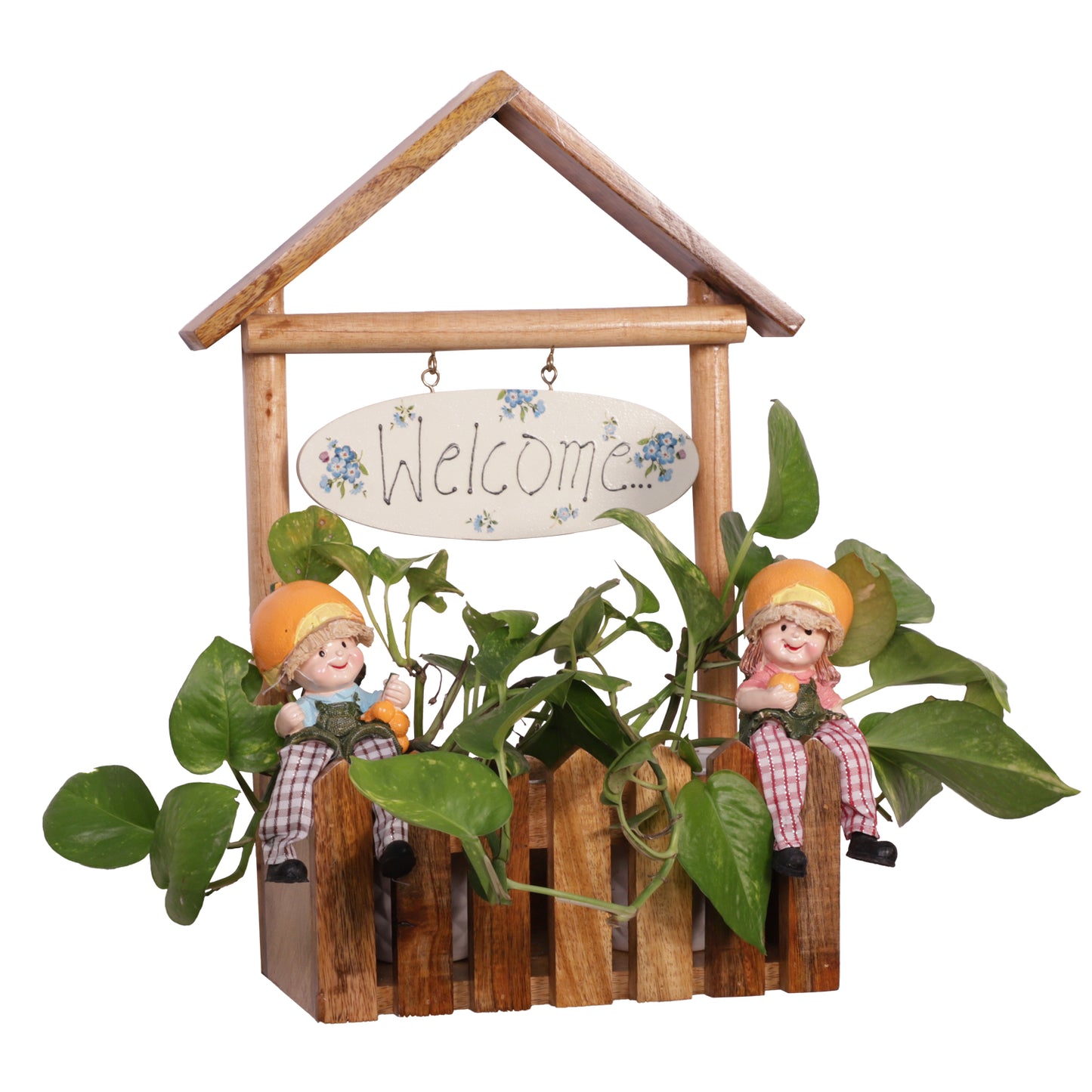 The Weaver's Nest Wooden Welcome Fence Planter