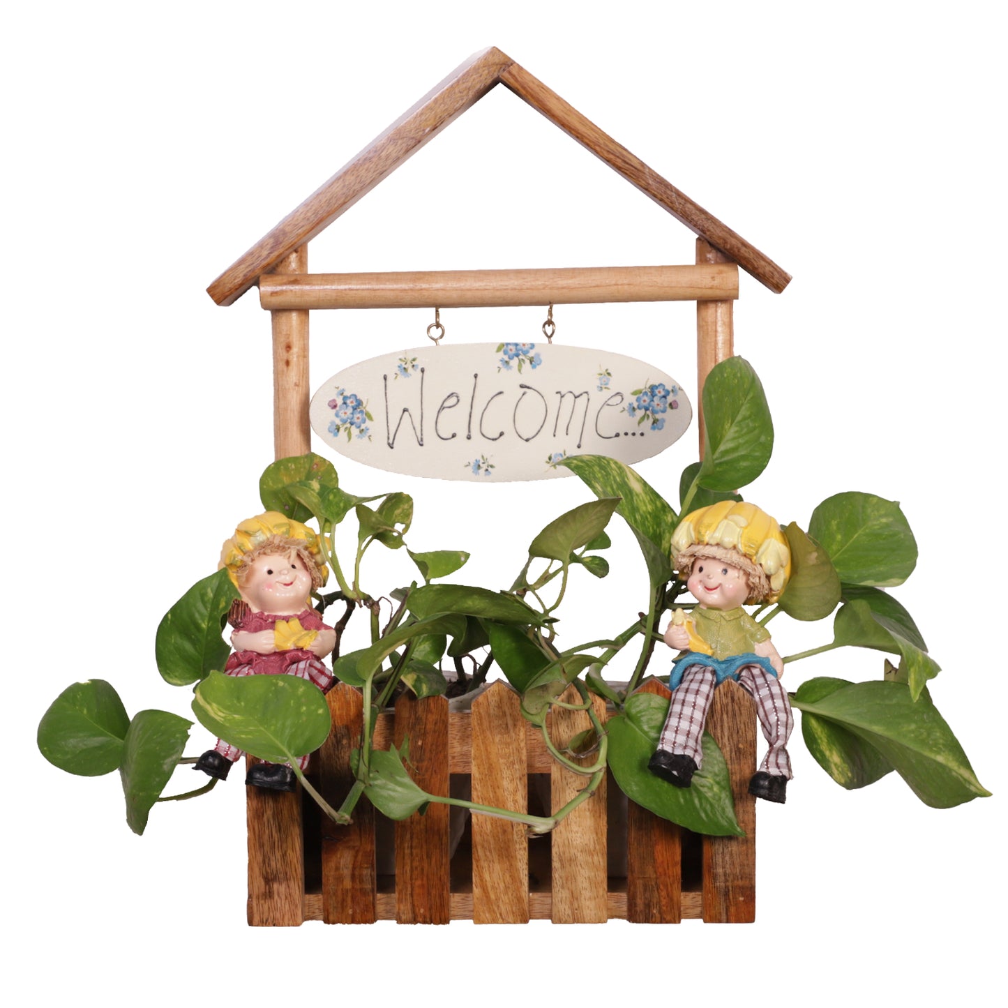 The Weaver's Nest Wooden Welcome Fence Planter