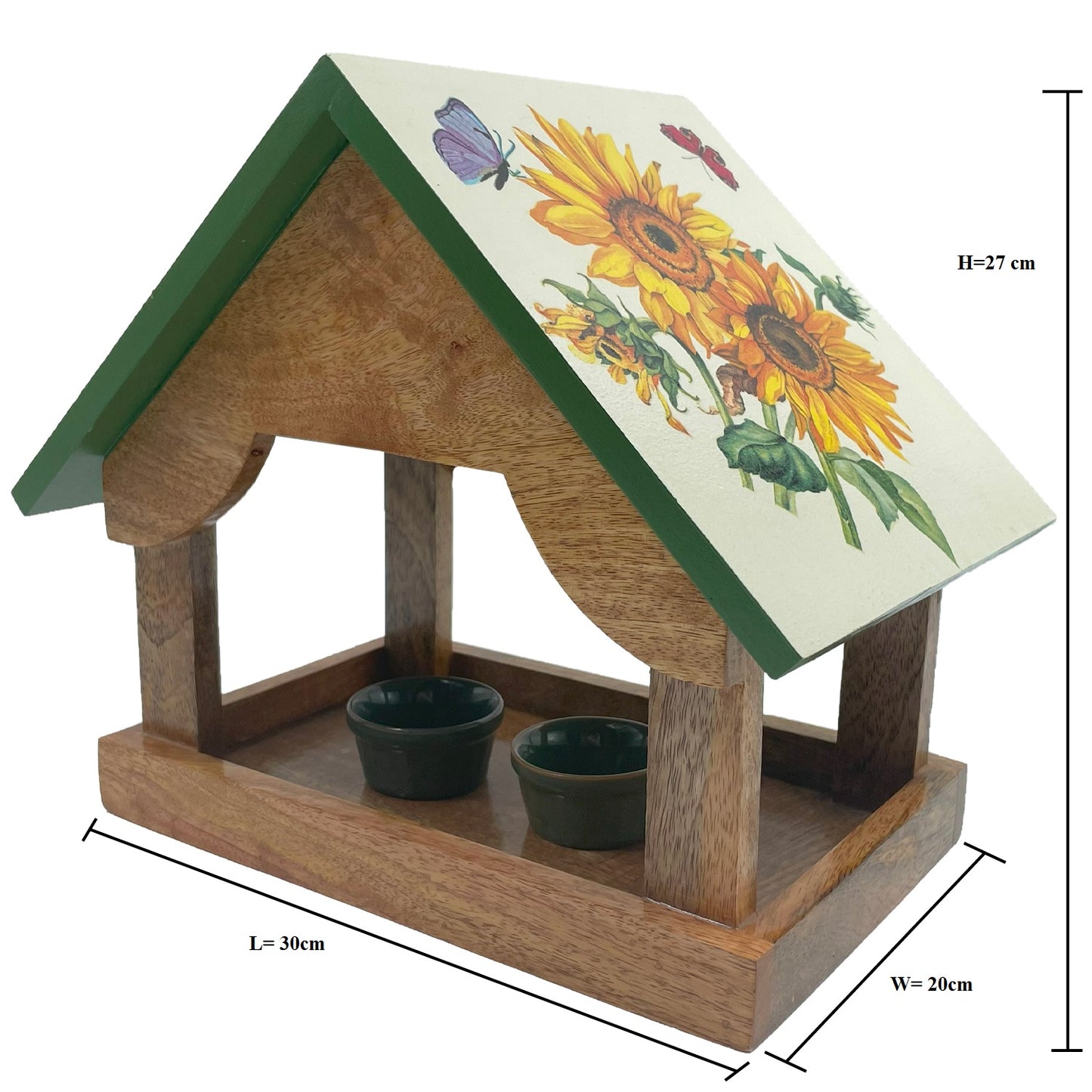 Wooden Birdfeeder With Sunflowers