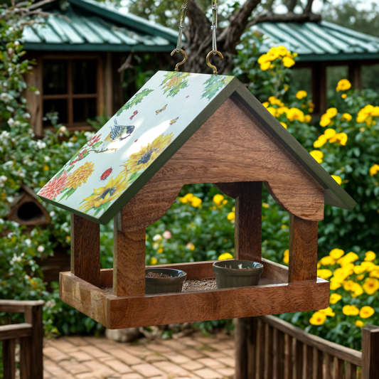 The Weaver's Nest Wooden Birdfeeder With Sunflowers
