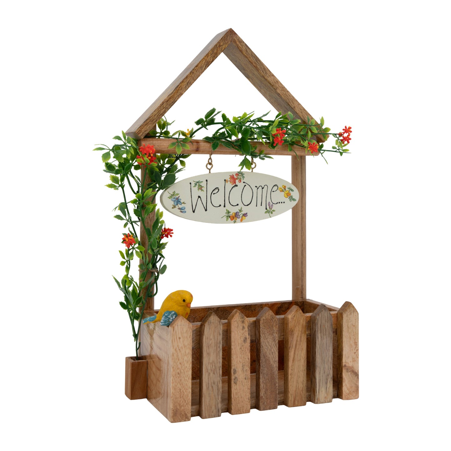 The Weaver's Nest Wooden Welcome Fence Planter