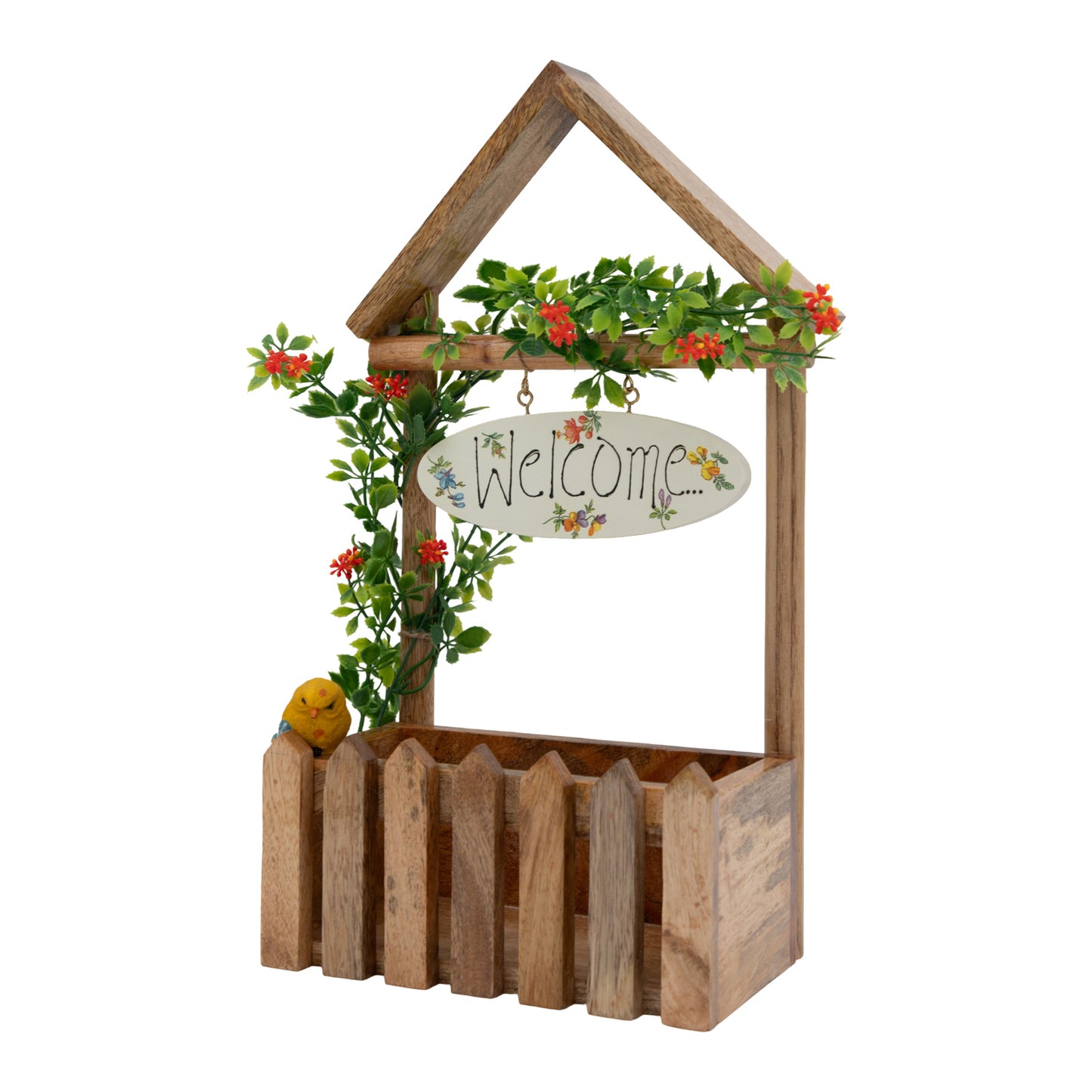 The Weaver's Nest Wooden Welcome Fence Planter