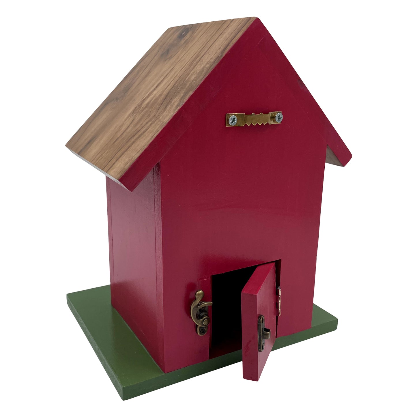 The Weaver's Nest Teak Roof Bird House with Meadows