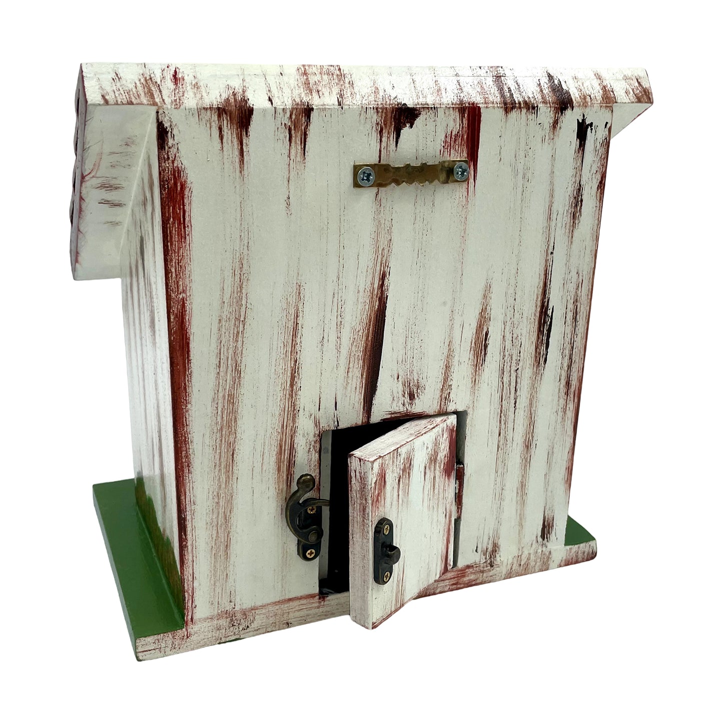 The Weaver's Nest Hand Painted Slanting Teak Roof Bird House