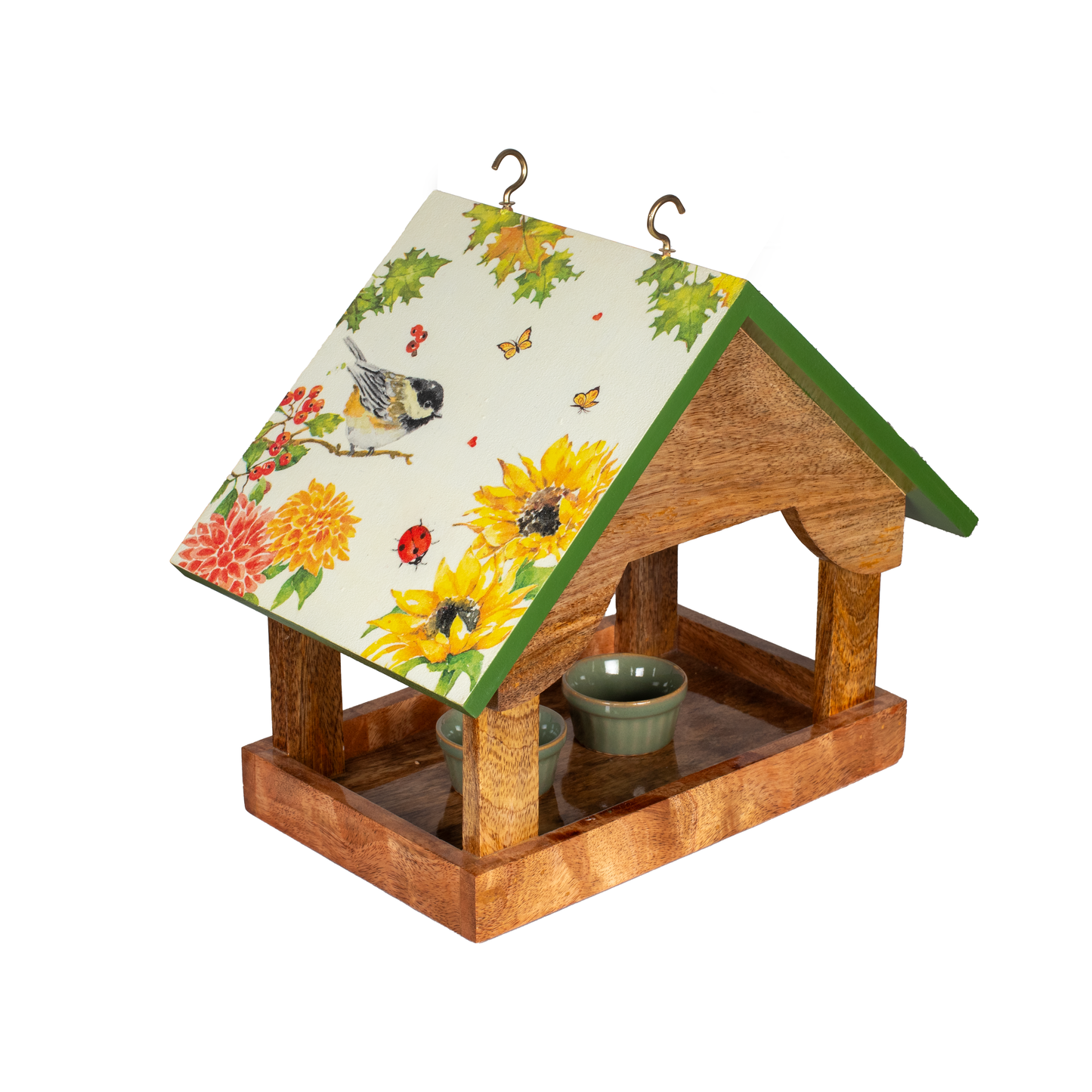 The Weaver's Nest Wooden Birdfeeder With Sunflowers