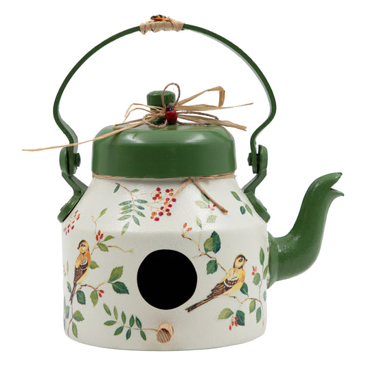 The Weaver's Nest Tea Pot / Kettle Shaped Green Hanging Bird House