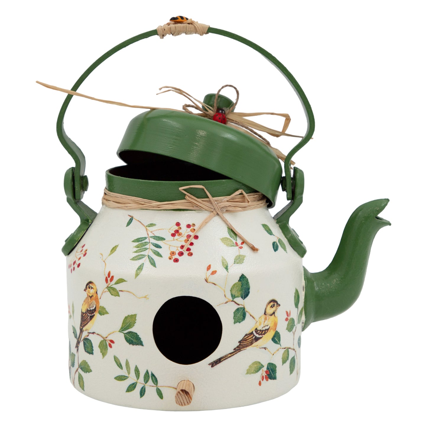 The Weaver's Nest Tea Pot / Kettle Shaped Green Hanging Bird House
