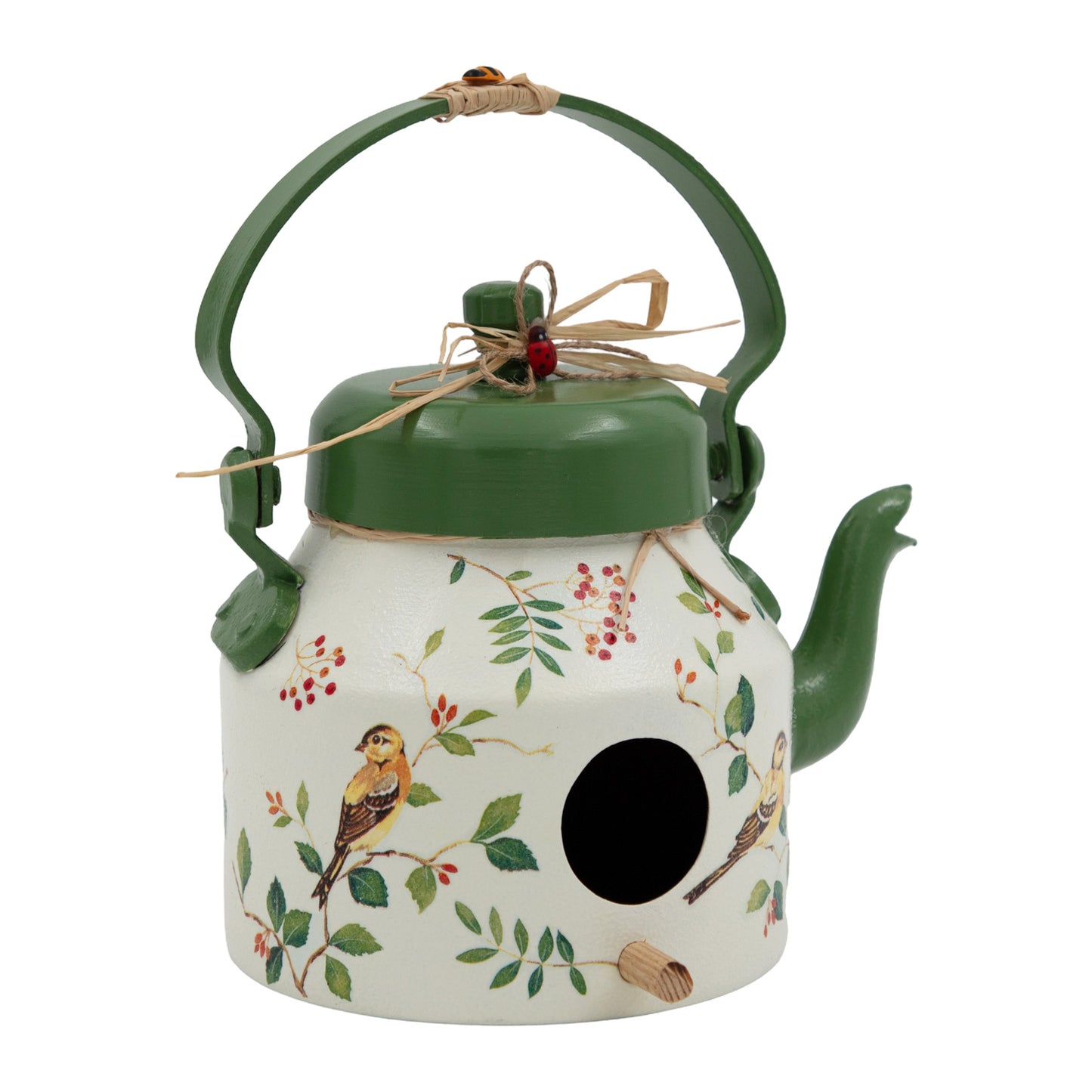 The Weaver's Nest Tea Pot / Kettle Shaped Green Hanging Bird House