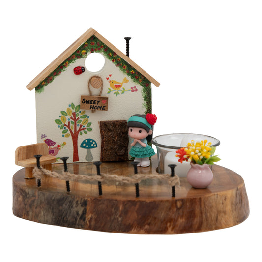 The Weaver's Nest Vintage Wooden White House Tea Light / Candle Holder Decor