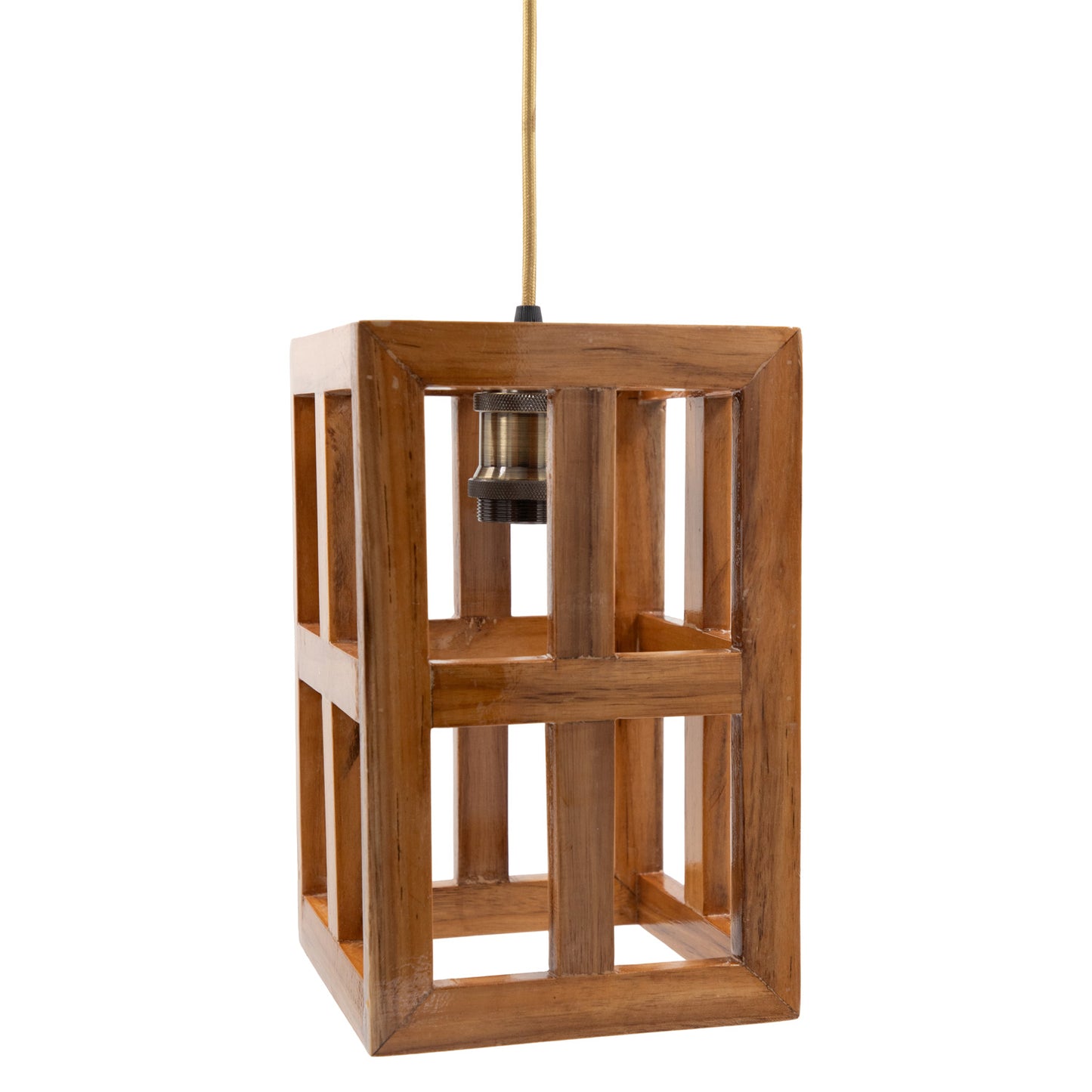 The Weaver's Nest Rustic Vintage Teak Wood Hanging Light/Lamp, Pendant Light for Home Decor, Living Room, Study Room