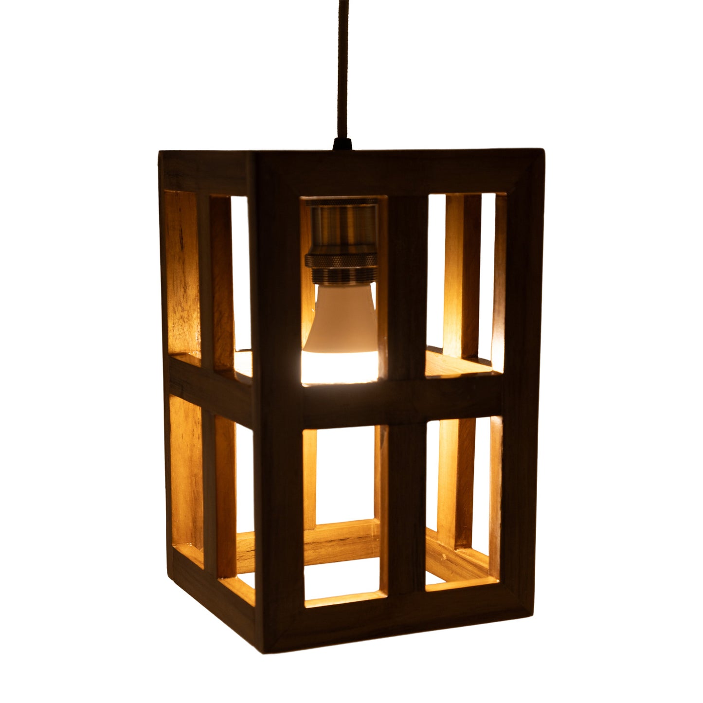 The Weaver's Nest Rustic Vintage Teak Wood Hanging Light/Lamp, Pendant Light for Home Decor, Living Room, Study Room