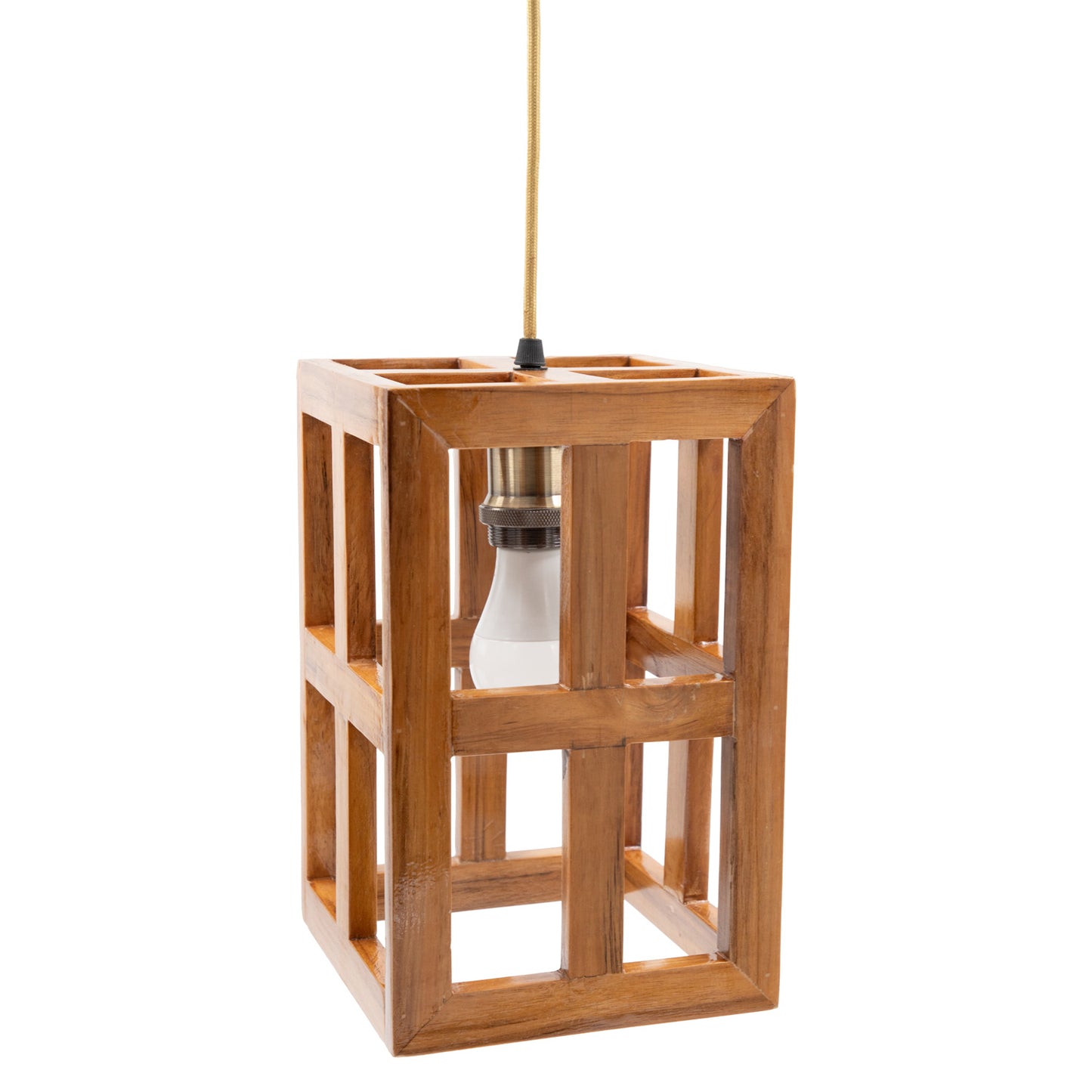 The Weaver's Nest Rustic Vintage Teak Wood Hanging Light/Lamp, Pendant Light for Home Decor, Living Room, Study Room