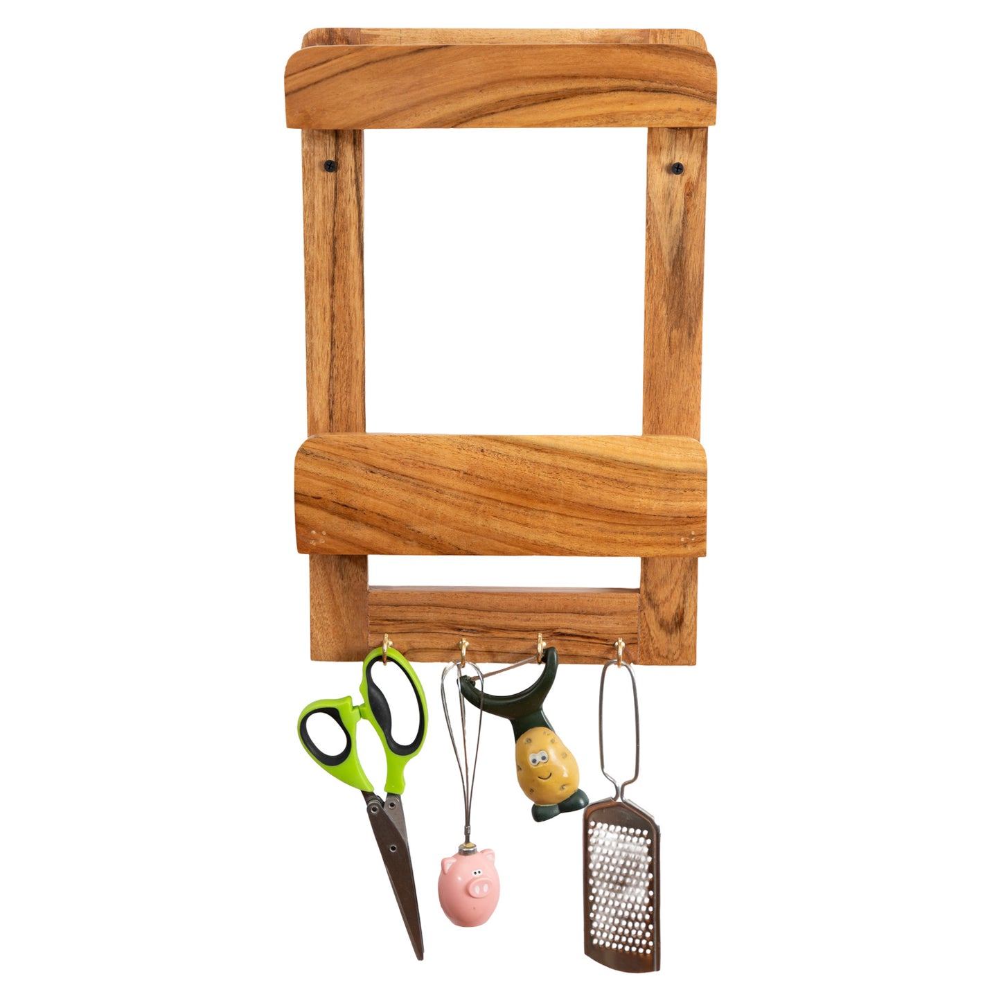 The Weaver's Nest Solid Wood Triple Roll Paper Towel Holder + Rolling Pin and Board Stand, Chakla Belan Stand - KC4