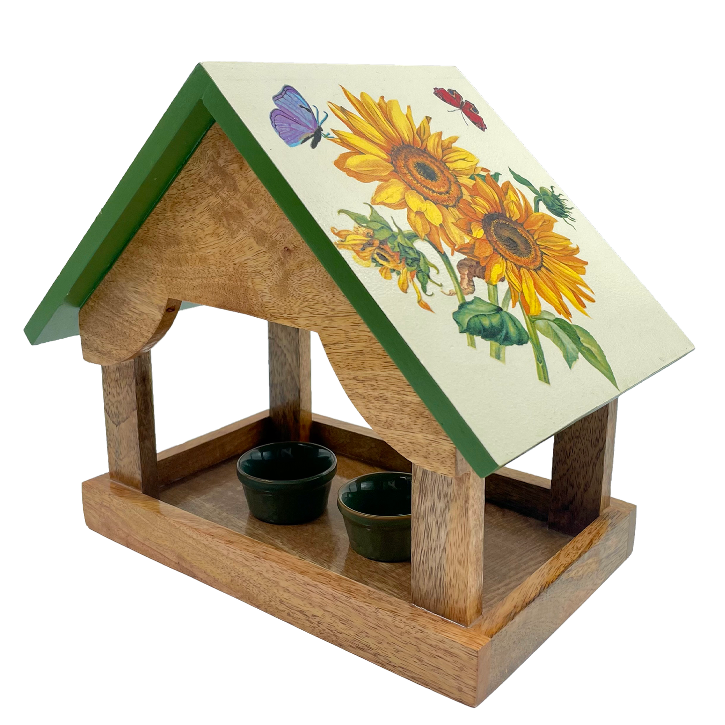 Wooden Birdfeeder With Sunflowers