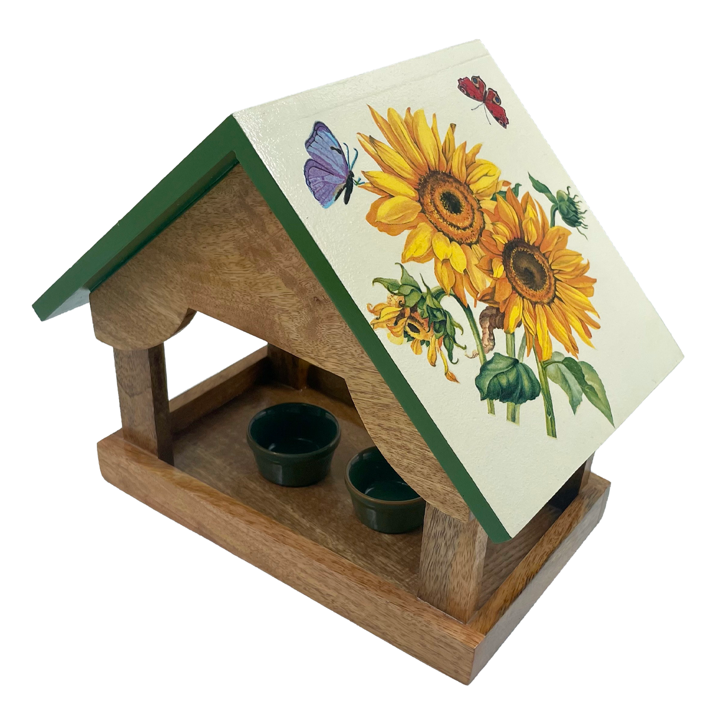 Wooden Birdfeeder With Sunflowers