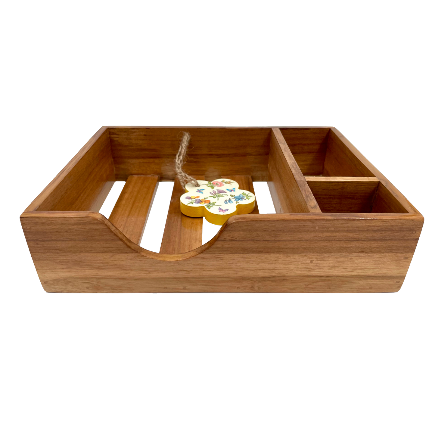 The Weaver's Nest - Teak Wood Napkin Holder - Flower