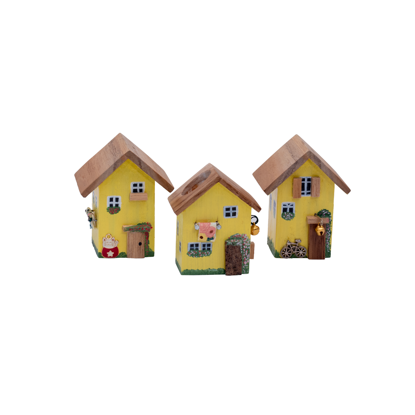 Rustic Houses Table Caddy & Condiment Organizer, Salt & Pepper Holder , Toothpick Holder - Yellow