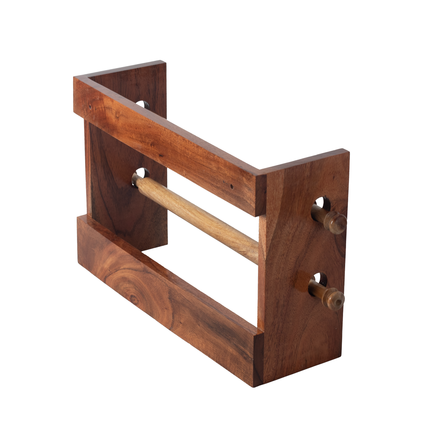 The Weaver's Nest Solid Wood Two in one Paper Towel Roll Dispenser Holder / Tissue Paper Stand with Hooks