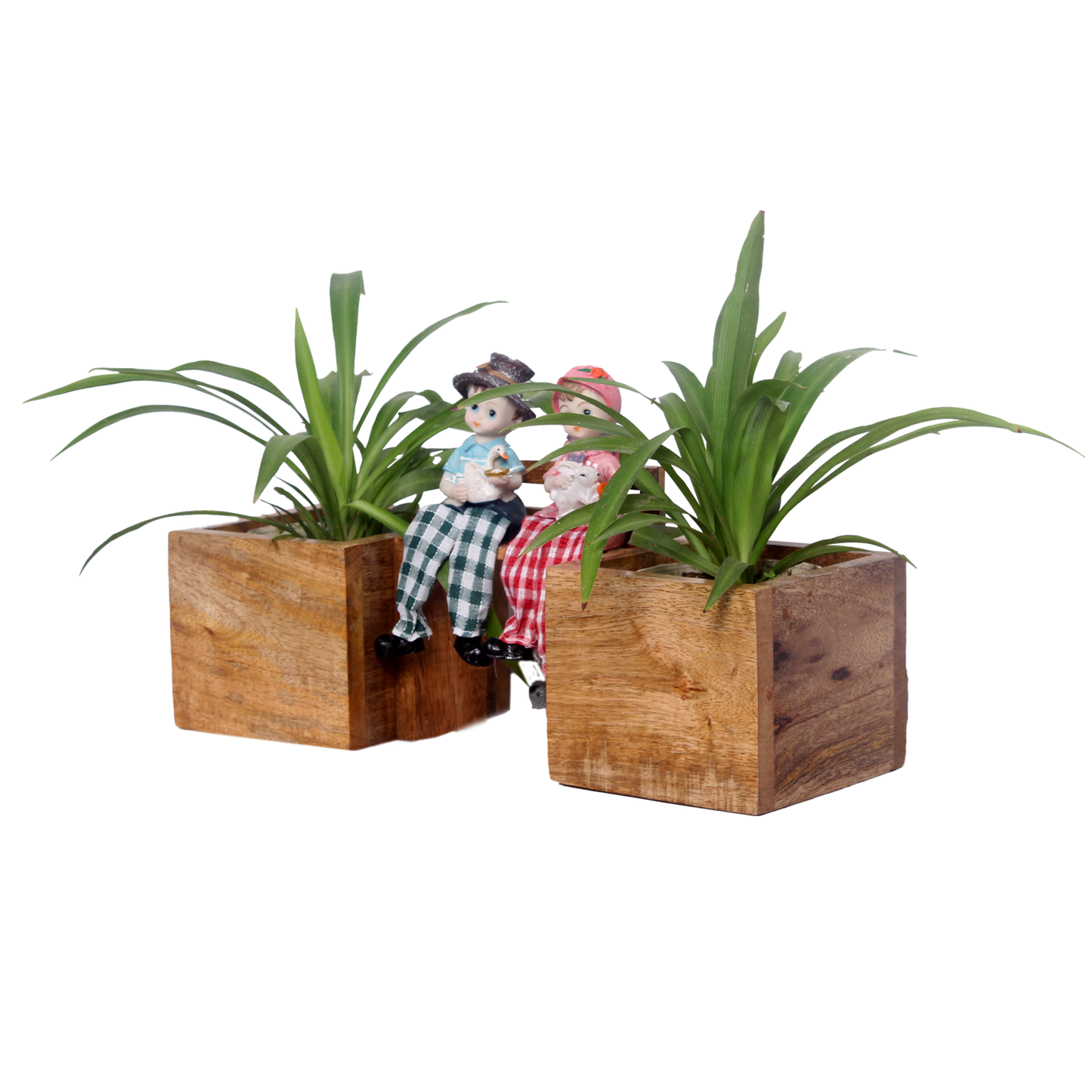 The Weaver’s Nest Boy & Girl Wooden Bench Planter