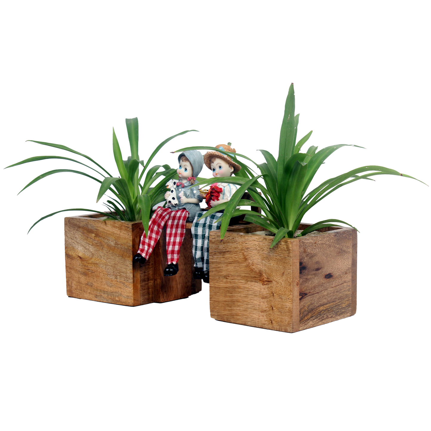 The Weaver’s Nest Boy & Girl Wooden Bench Planter