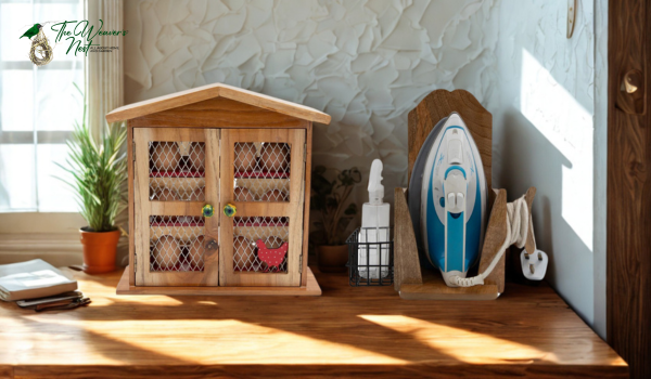 The Weaver's Nest Wooden House Egg Rack Holder + Electric Iron Holder - MC1