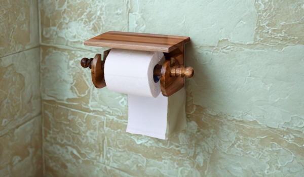 The Weaver's Nest Teak Wood Wall Mounted Toilet Paper Holder with Shelf for Restaurants, Hotels ,Bathroom and Washrooms.