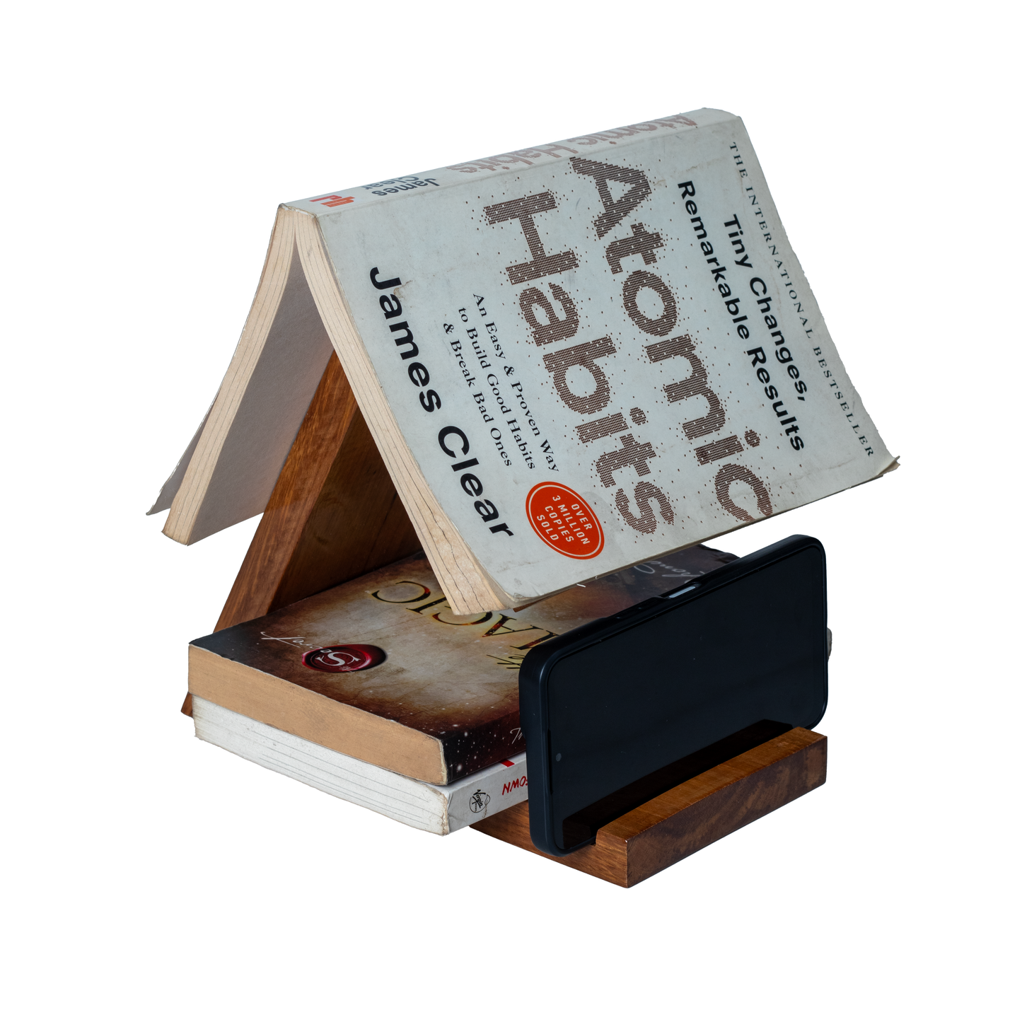 Wooden Book Holder Triangle Bookstand, Triangle Book Holder, Nightstand Bookmark, Rustic Bookstand, Gift for Book Lover, Tabletop Bookstand, Office Decor