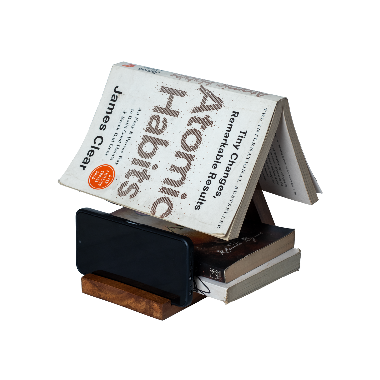 Wooden Book Holder Triangle Bookstand, Triangle Book Holder, Nightstand Bookmark, Rustic Bookstand, Gift for Book Lover, Tabletop Bookstand, Office Decor