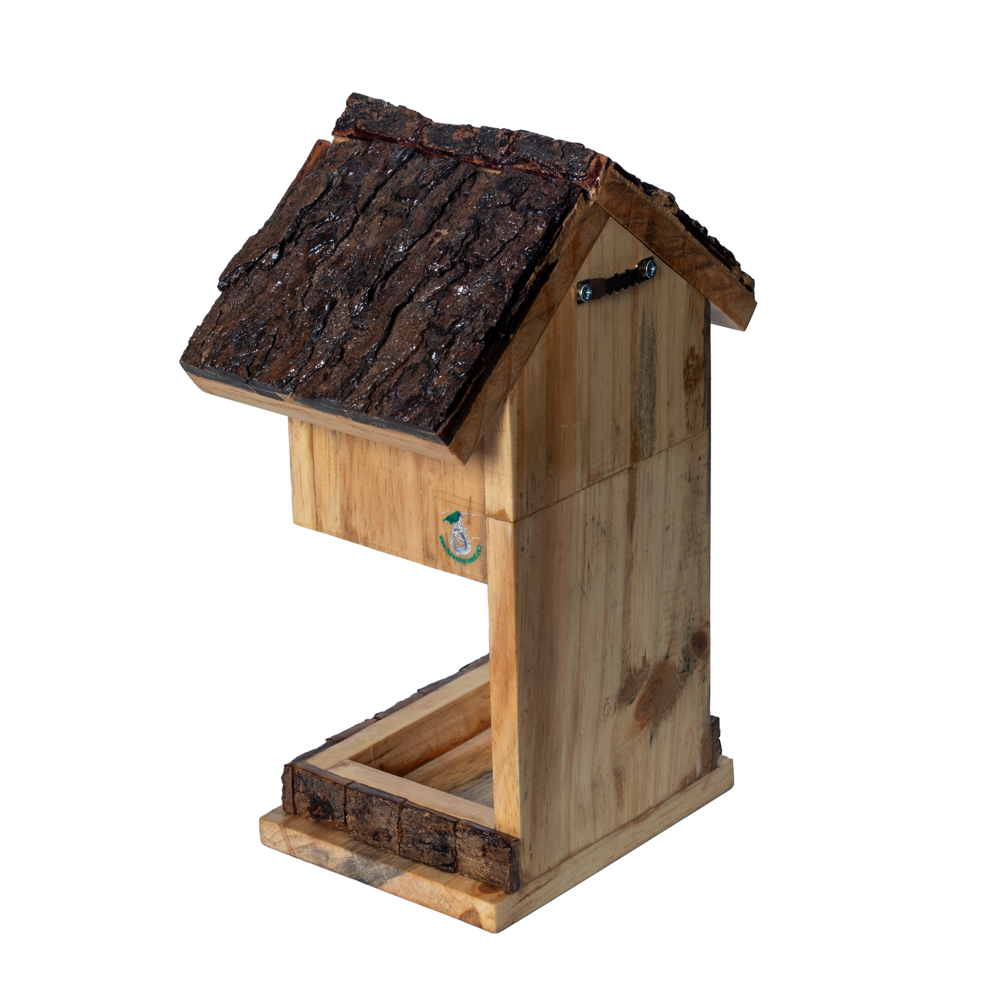 The Weaver's Nest Wooden Bark Rustic Hut Shaped Bird House and Feeder