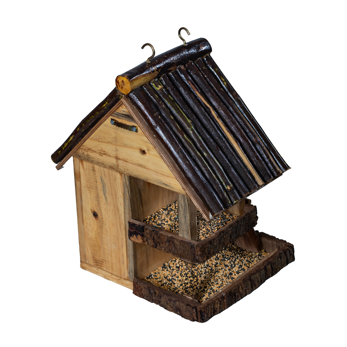 The Weaver's Nest Rustic Hut / Cabin Shaped Wooden Birdfeeder