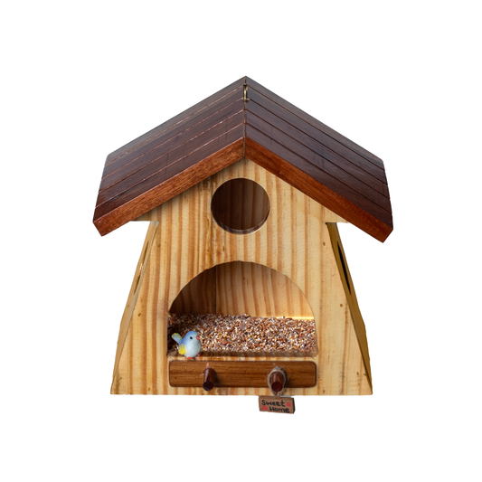 The Weaver's Nest House Shaped Wooden Bird Feeder
