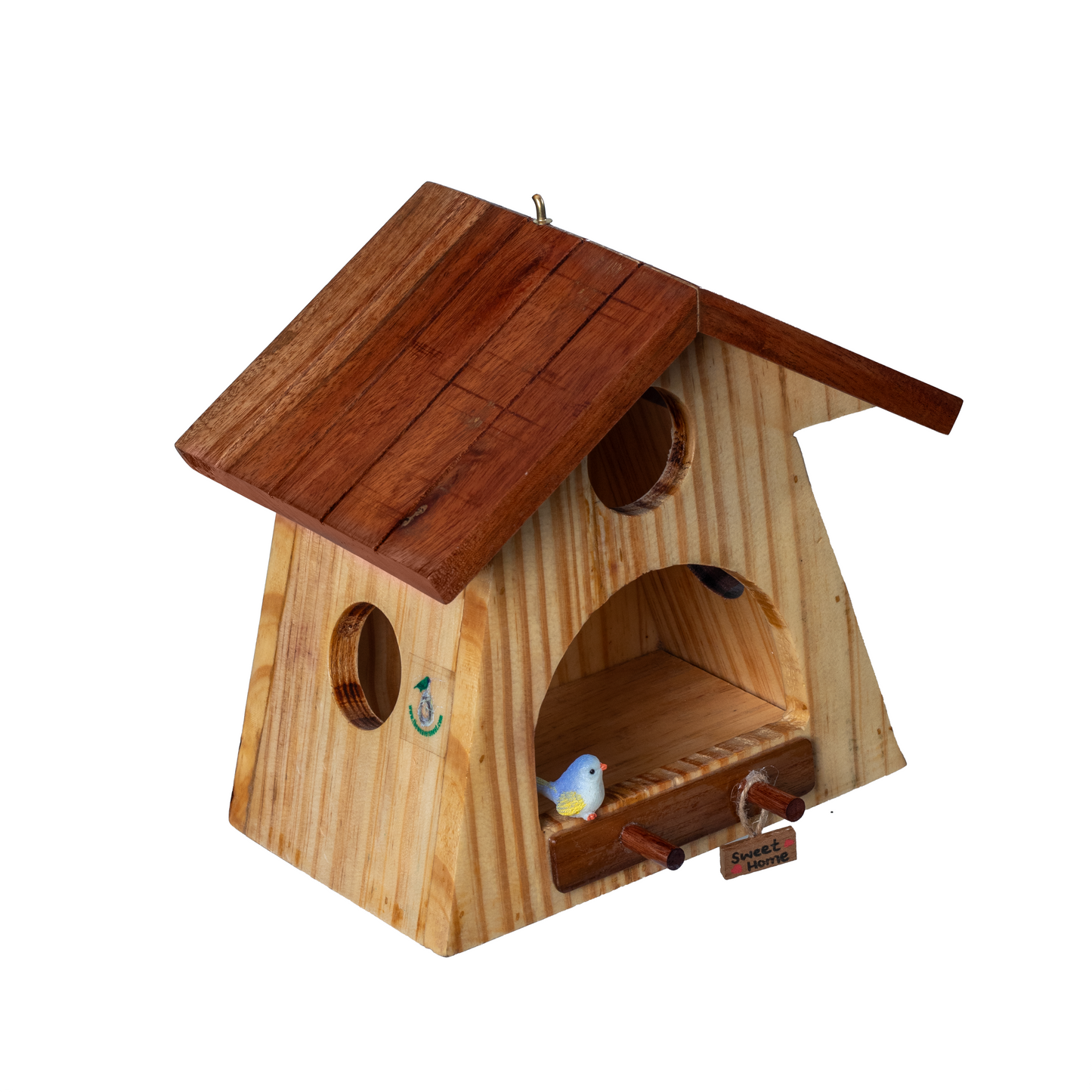 The Weaver's Nest House Shaped Wooden Bird Feeder