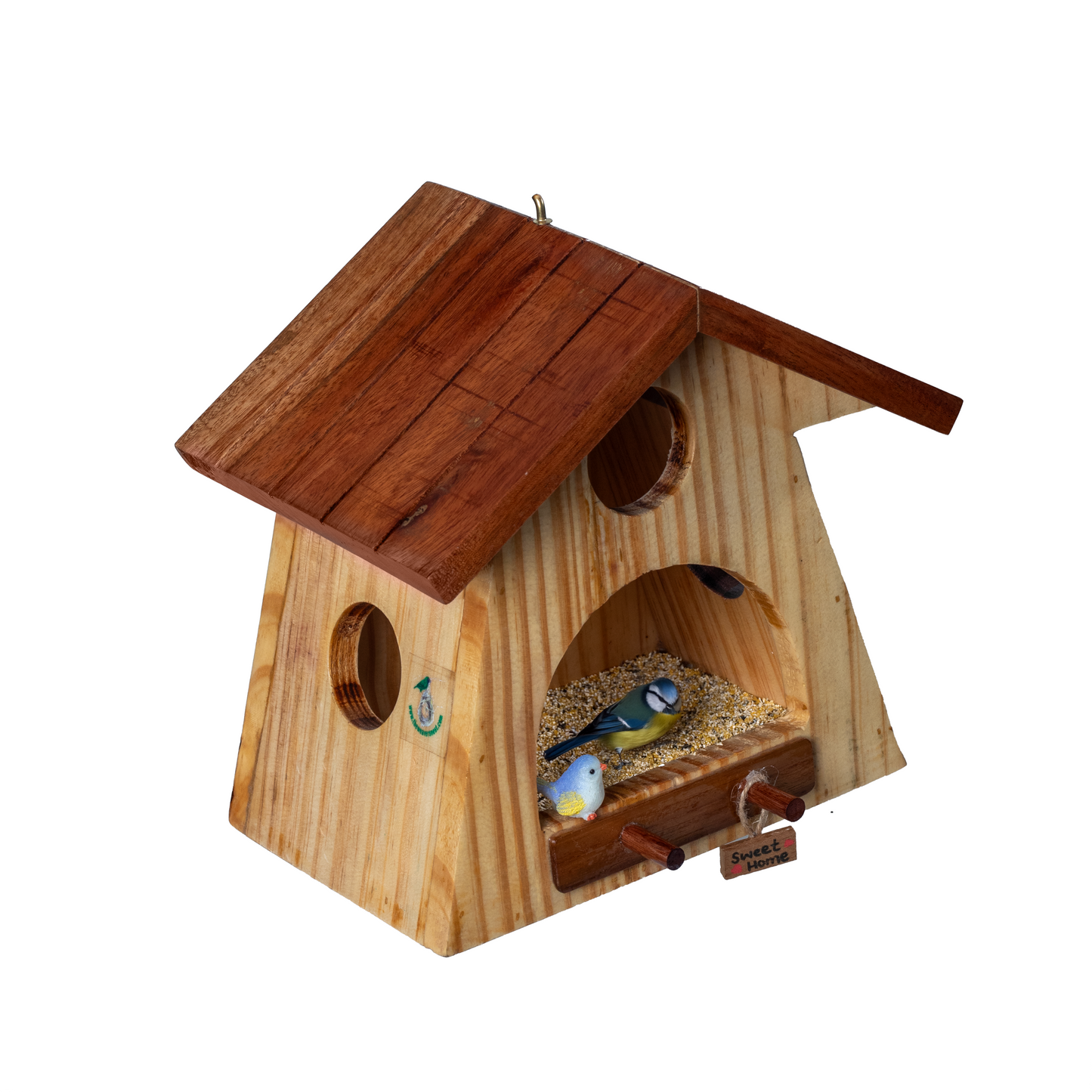 The Weaver's Nest House Shaped Wooden Bird Feeder