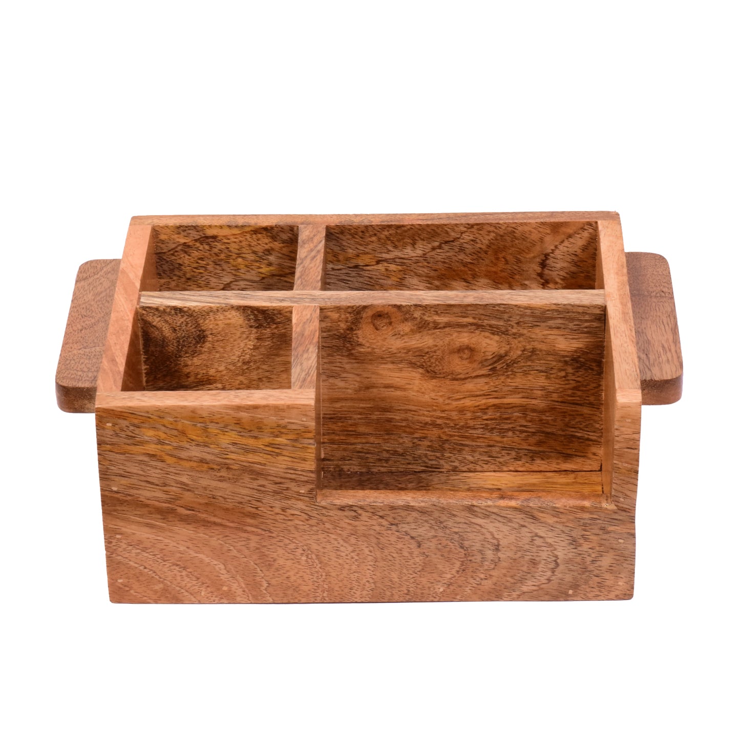 The Weaver's Nest Solid Wood Table Utility Cutlery Holder with Salt and Pepper Shakers and Figurine for Dining Table, Kitchen and Restaurants