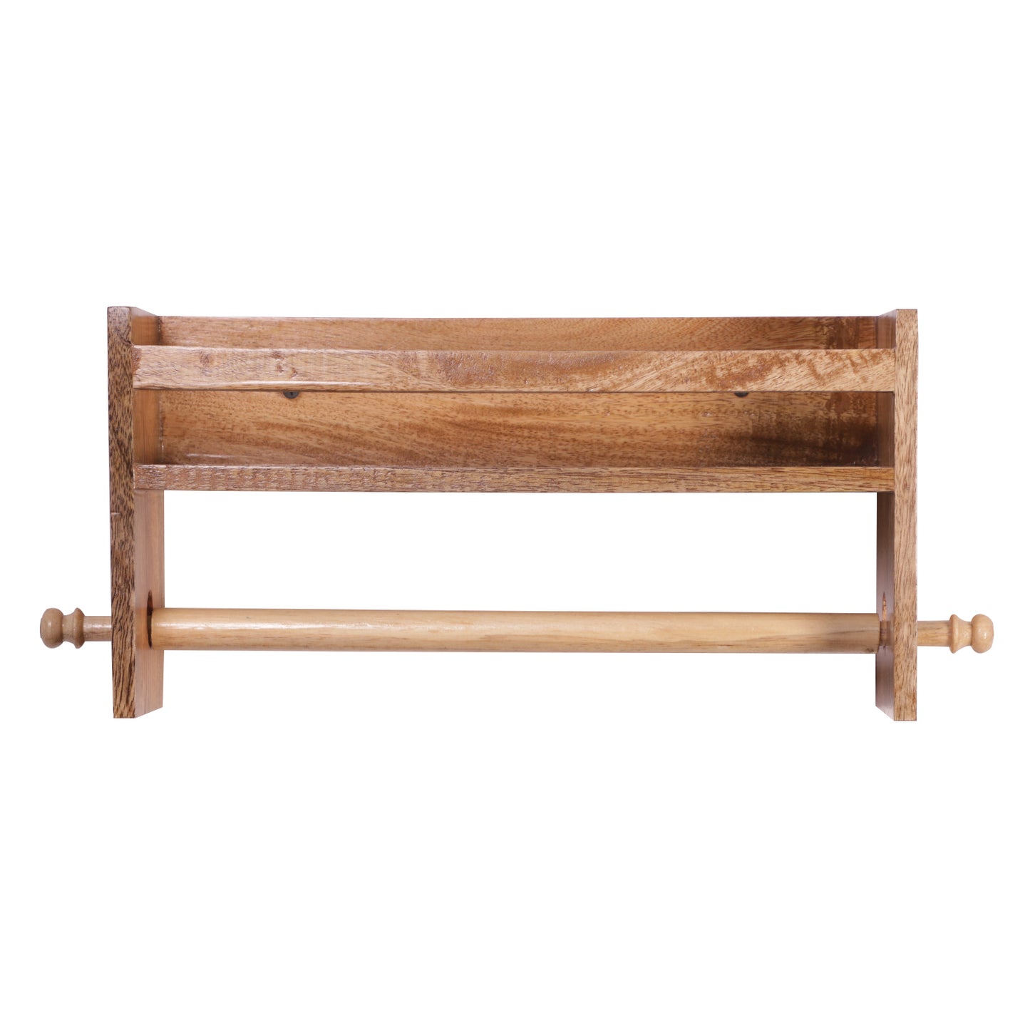 The Weaver's Nest Wooden Towel Holder/Rack with Shelf for Kitchen, Restaurants, Hotels and Washroom