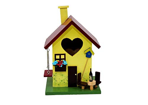 The Weaver's Nest Beautifully Designed Yellow Bird House with Swing