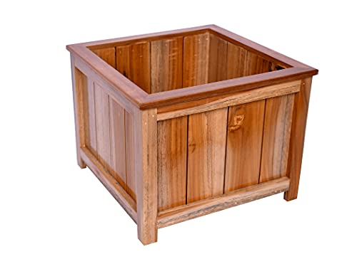 The Weaver's Nest Wooden Planter Box/Plant Stand for Home, Restaurants, Hotels, Garden, Balcony, Patio (L 34 x W 34 x H 27 cm)