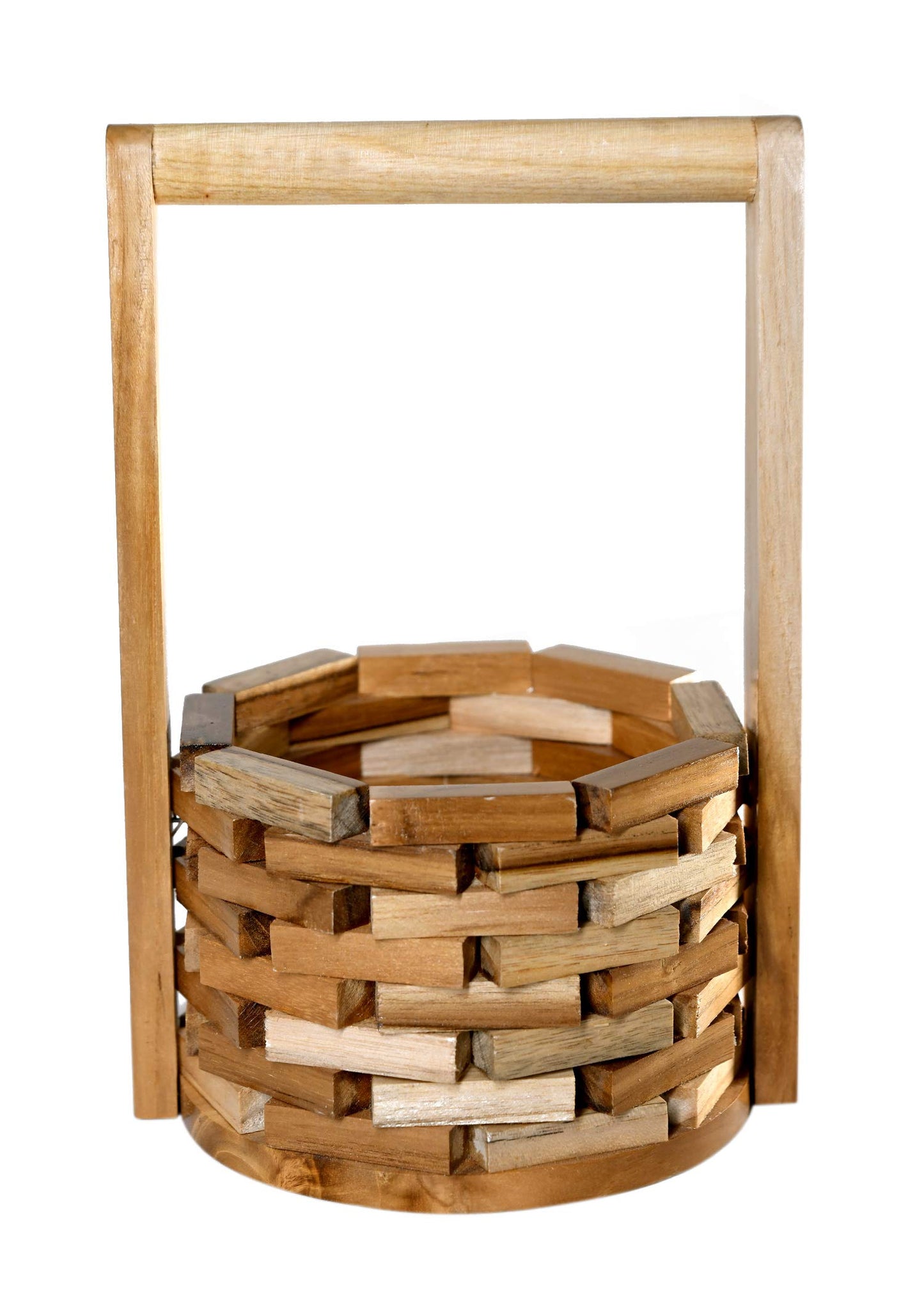 The Weaver's Nest Teak Wood Wishing Well Planter