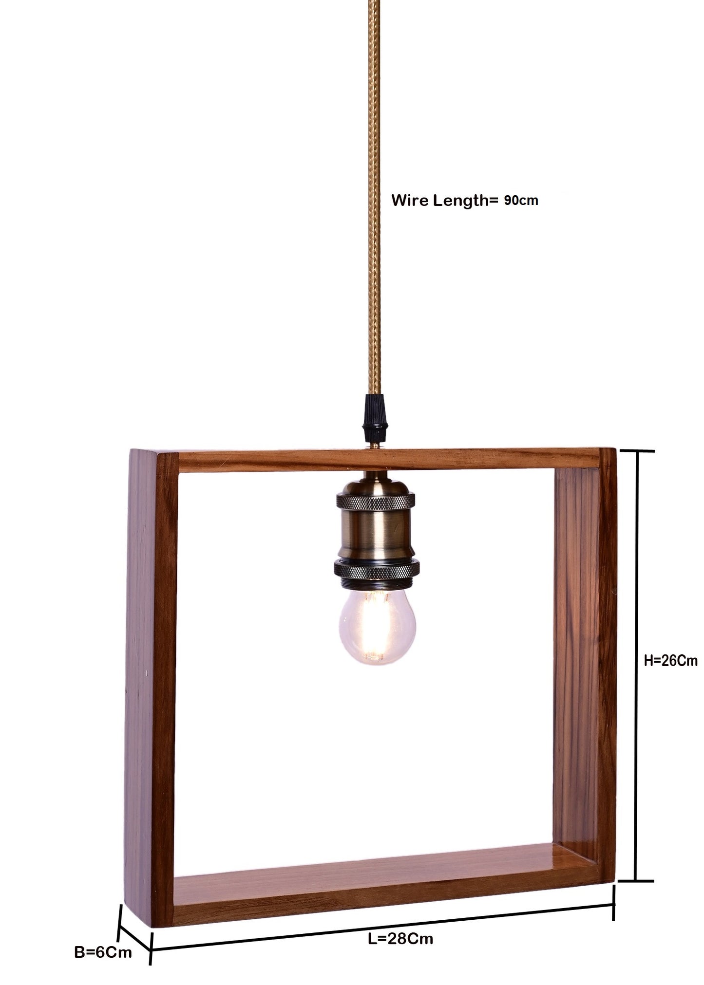 The Weaver's Nest Rustic Teak Wood Hanging Light/Lamp, Pendant Light for Home Decor, Living Room, Study Room (Brown, 23 X 6 X 20 cm)