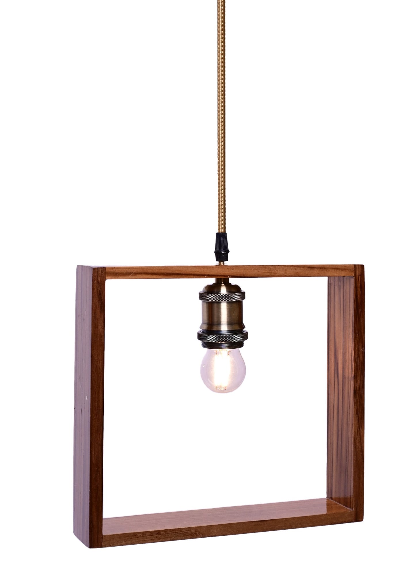 The Weaver's Nest Rustic Teak Wood Hanging Light/Lamp, Pendant Light for Home Decor, Living Room, Study Room (Brown, 23 X 6 X 20 cm)