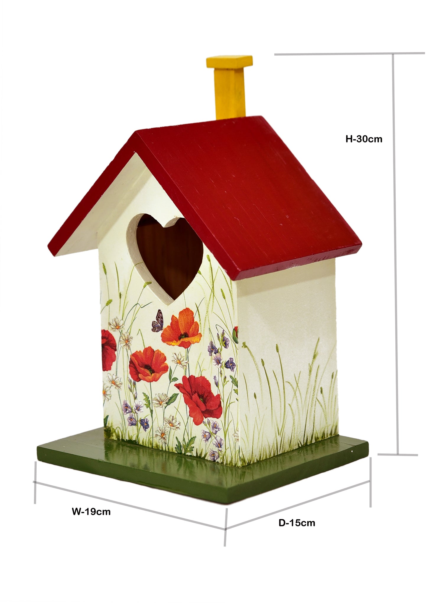 The Weaver's Nest Wooden Birdhouse with Poppies