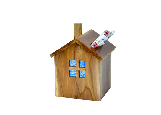 The Weaver's Nest House Shaped Napkin Holder - Teak Wood Napkin Holders For Tables - Kitchen Napkin Dispenser - Kitchen Accessories