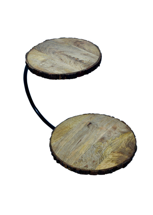 The Weaver's Nest Wooden Serving Tray/Platter for Kitchen/Dining Table- Decorative, Handmade, Round Shape (Brown, Set of 2 )