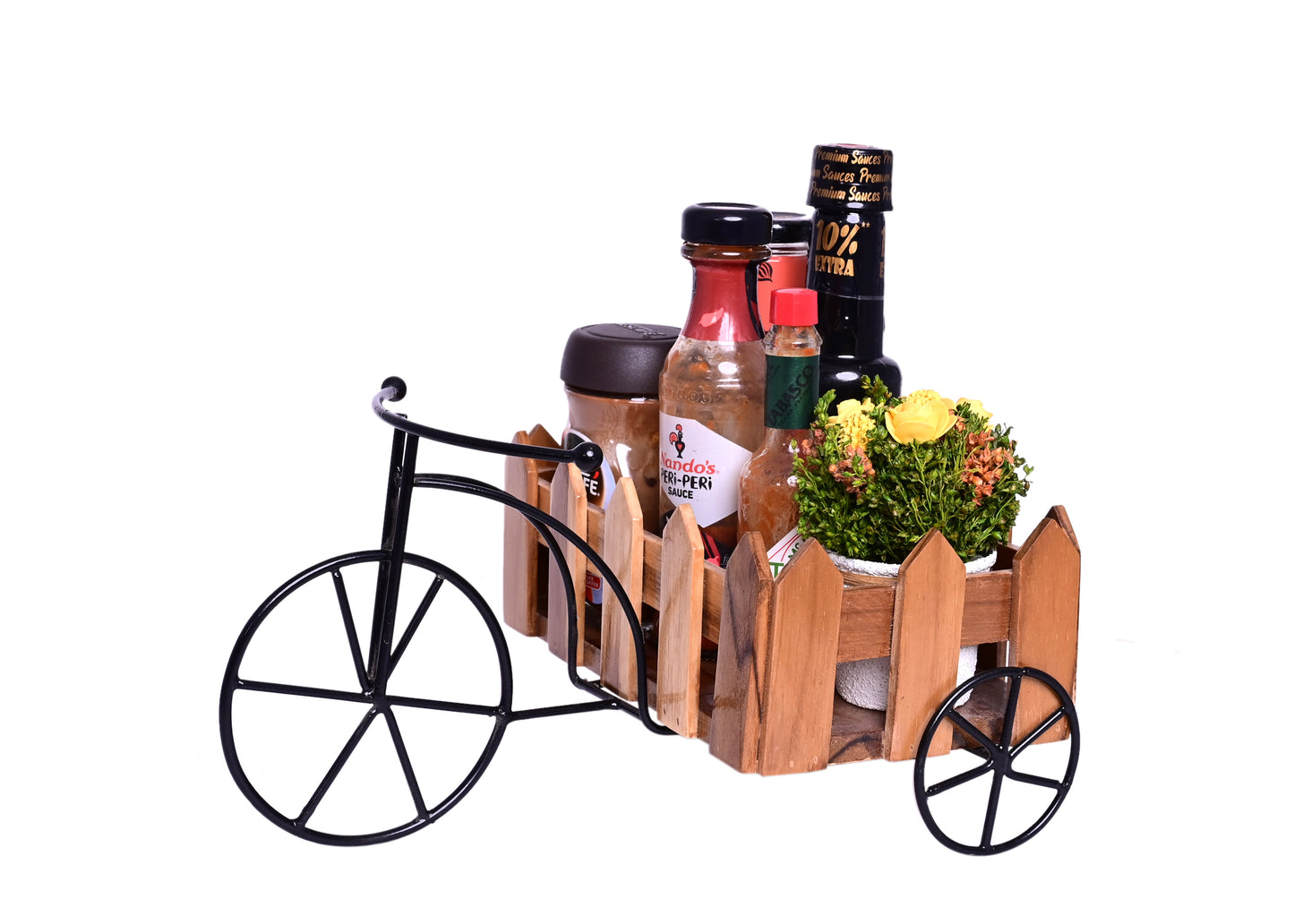 The Weaver's Nest Teak Wood and Metal Cart Organiser (23 x 15 x 12 cm)