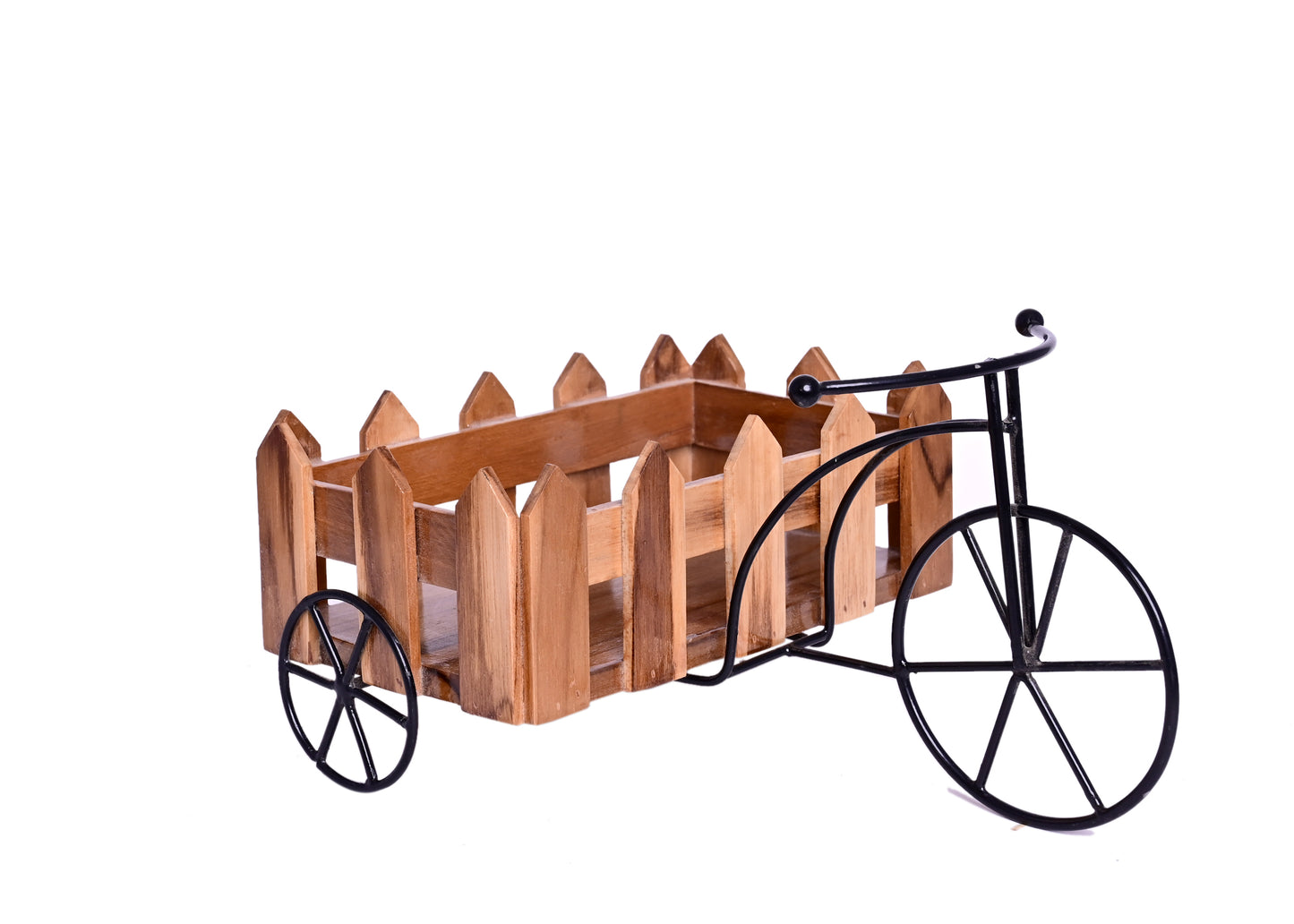 The Weaver's Nest Teak Wood and Metal Cart Organiser (23 x 15 x 12 cm)