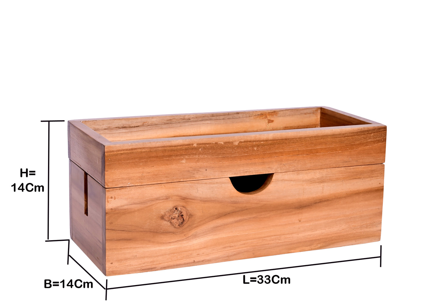 The Weaver's Nest Teak Wood Cord organizer/Desk Organizer for Mobile/Laptop/Device Chargers, Wires, USB Cables
