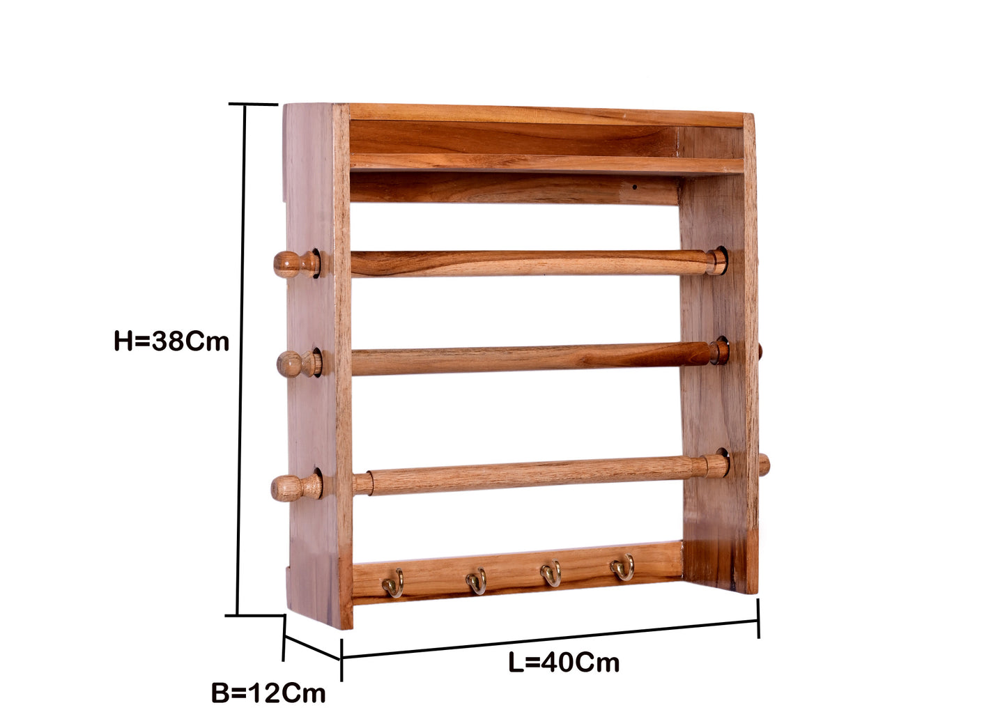 The Weaver's Nest Solid Wood Triple Roll Paper Towel Holder + Rolling Pin and Board Stand, Chakla Belan Stand - KC4