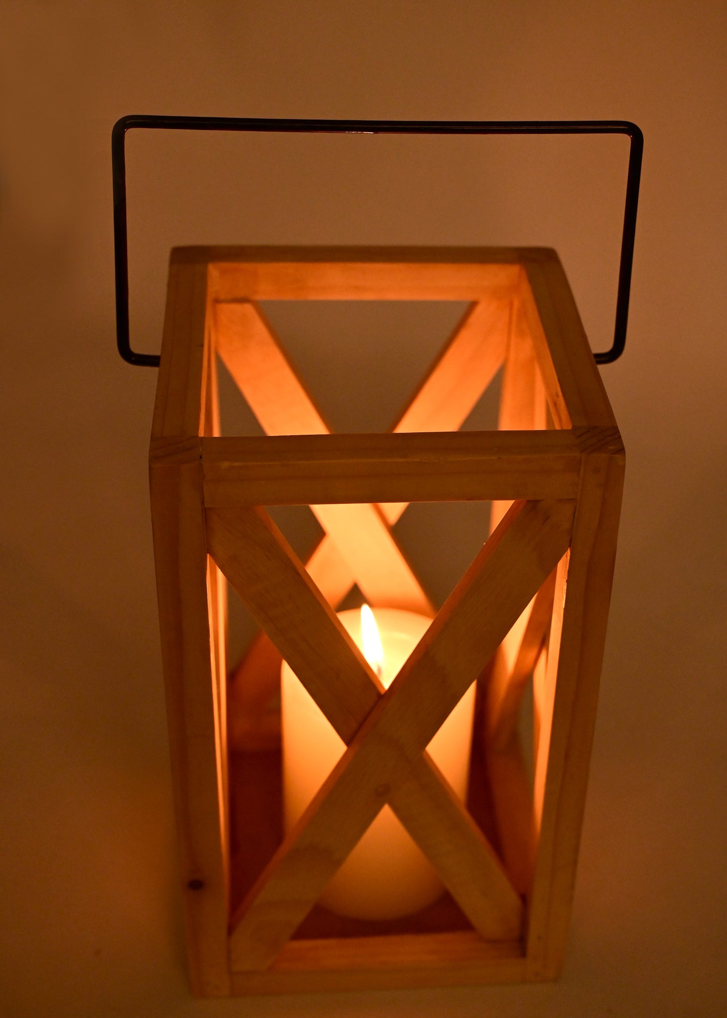 The Weaver's Nest Wooden Hanging Lantern with Glass Jar Candle for Home Decoration, Festival Decor