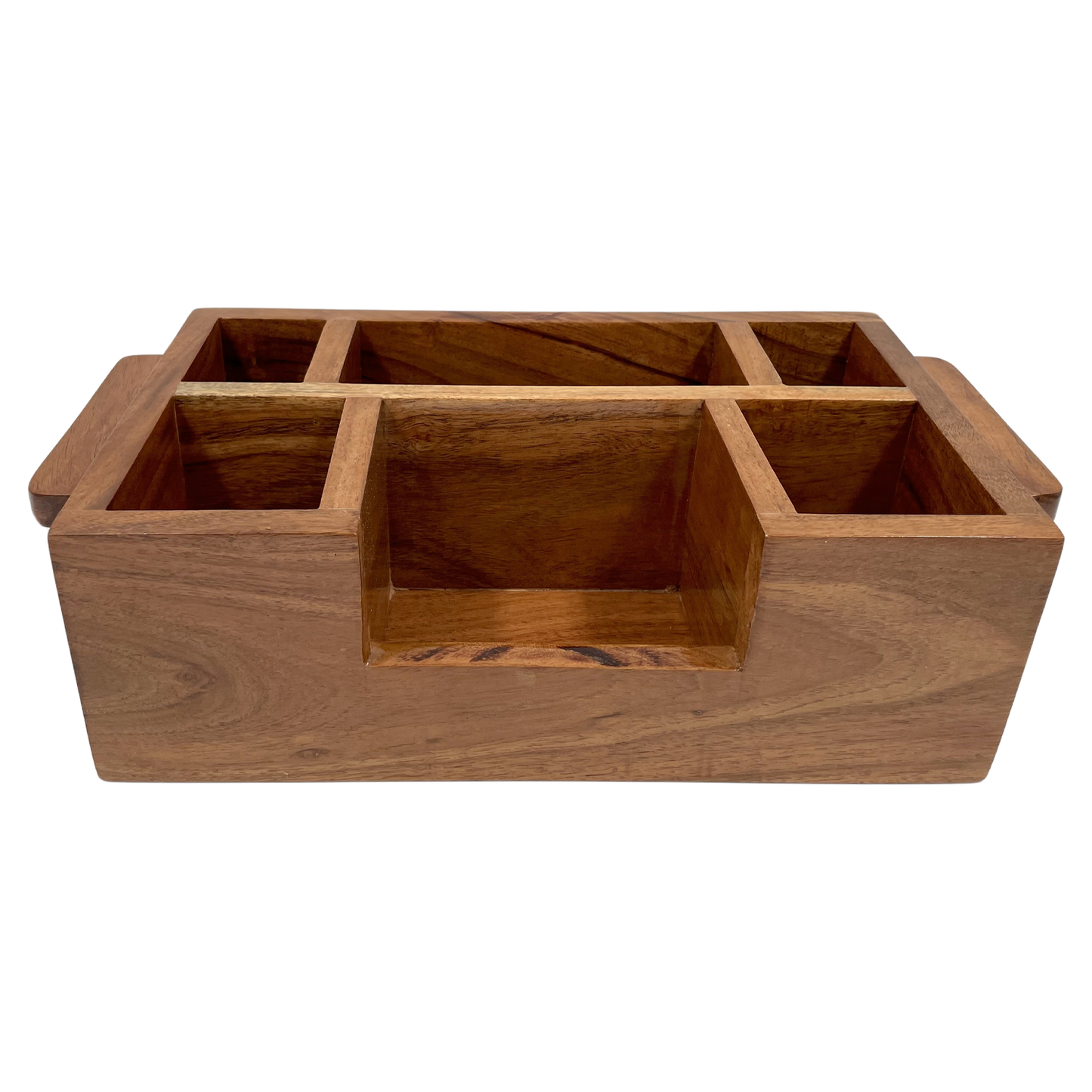 The Weaver's Nest Wooden Cutlery Holder with Salt & Pepper for Kitchen Dining